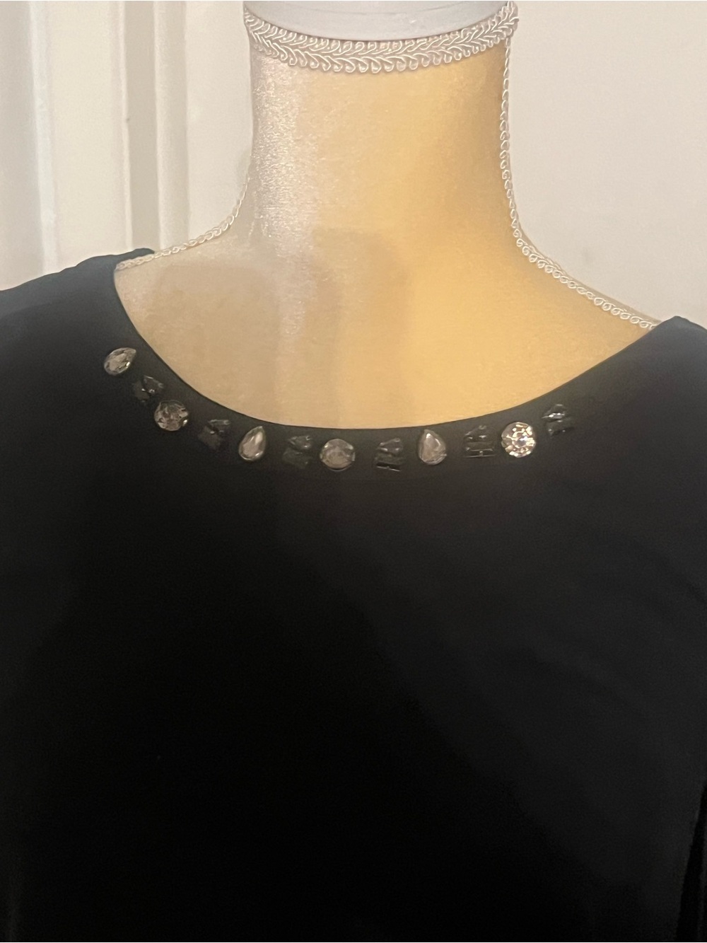 J. Crew Black Jewel-Trim Scoop Neck Blouse